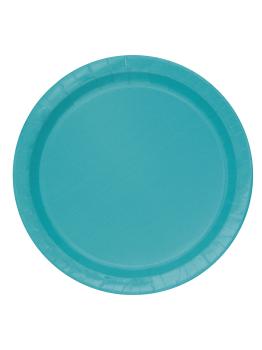 8 platos color azul aguamarina (23 cm) - Línea Colores Básicos