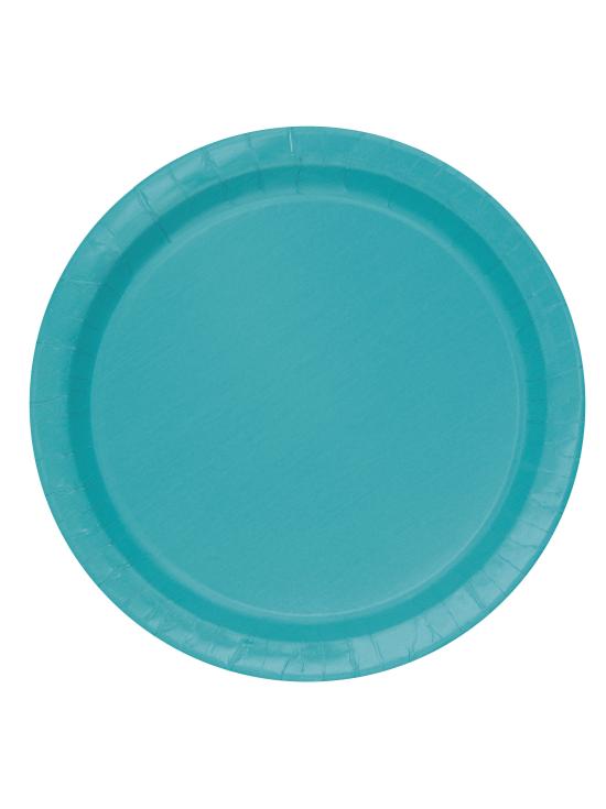 8 platos color azul aguamarina (23 cm) - Línea Colores Básicos