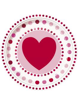 8 platos con corazones y lunares (23 cm) - Radiant Hearts