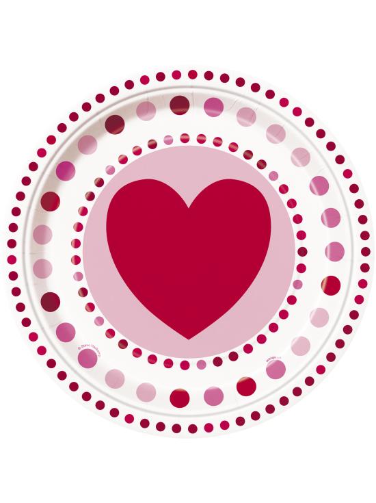 8 platos con corazones y lunares (23 cm) - Radiant Hearts