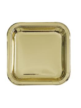 8 platos cuadrados dorados (23 cm) - Línea Colores Básicos
