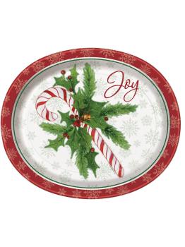 8 platos de caramelo navideño (31x25 cm) - Candy Cane Christmas