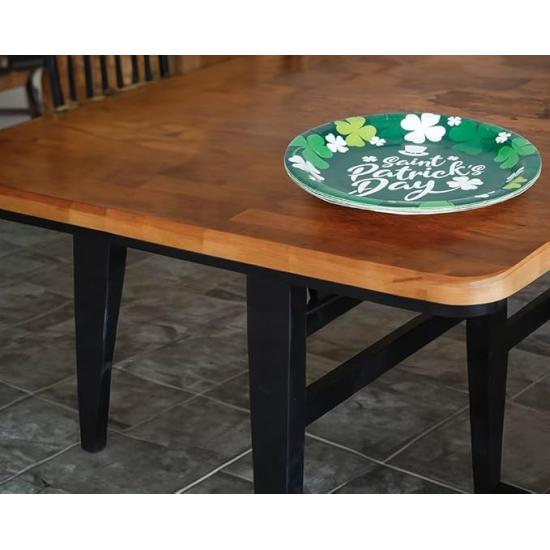 8 pratos xadrez verdes para o Dia de São Patrício (23 cm)