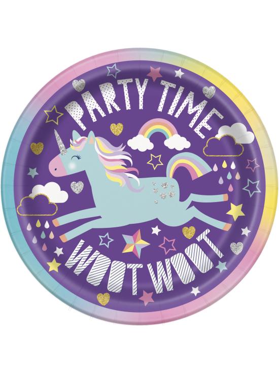 8 platos de unicornio (18cm) - Happy Unicorn