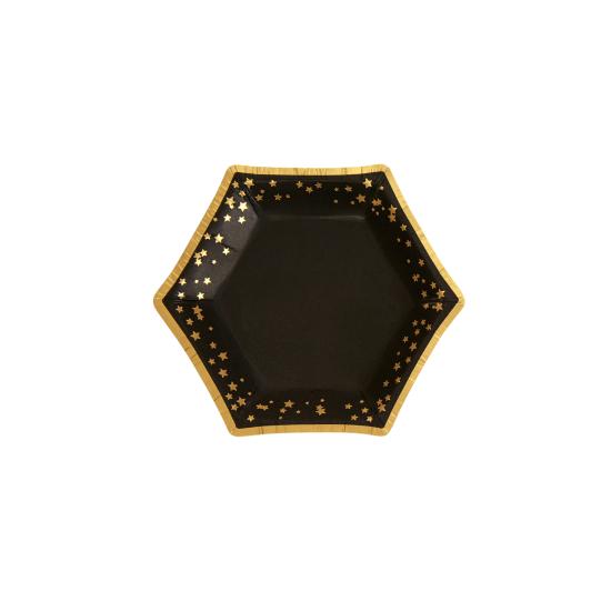 8 platos hexagonales de papel (12,5 cm) - Glitz & Glamour Black & Gold 8 platos hexagonales de papel (12,5 cm) - Glitz & Glamour Black & Gold