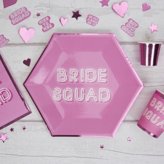 8 platos hexagonales rosas de papel (27 cm) - Bride Squad 8 platos hexagonales rosas de papel (27 cm) - Bride Squad