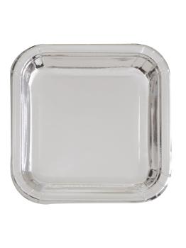 8 platos pequeños cuadradros plateados (18 cm) - Línea Colores Básicos