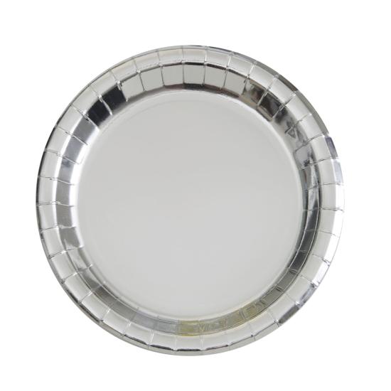 8 platos redondos plateados (23 cm) - Línea Colores Básicos