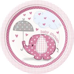 8 platos rosas (23 cm) - Umbrellaphants Pink