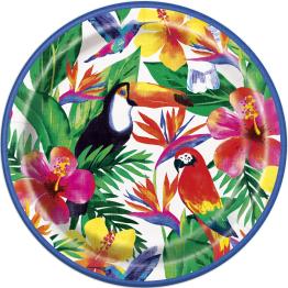 8 platos verano tropical (23cm) - Palm Tropical Luau