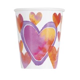 8 vasos con corazones de acuarela - Watercolour Hearts