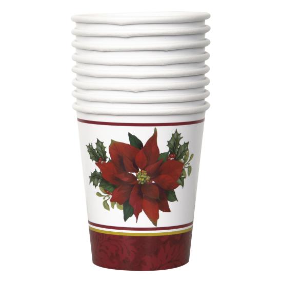 8 vasos con flor de pascua elegante - Holly Poinsettia