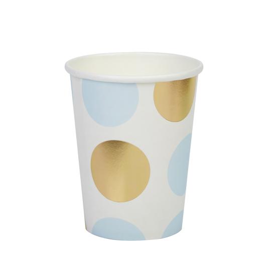 8 vasos de lunares azules y dorados  - Pattern Works Blue