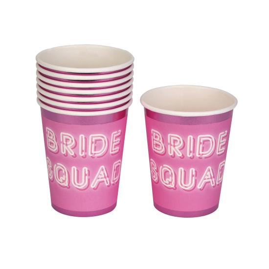 8 vasos de papel rosas - Bride Squad