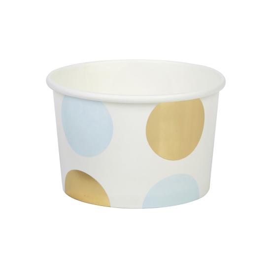 8 vasos pequeños de lunares azules y dorados - Pattern Works Blue