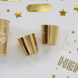 8 vasos pequeños dorados de papel - Woo Hoo Hen DO