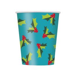 8 vasos ramas de acebo - Holly Santa