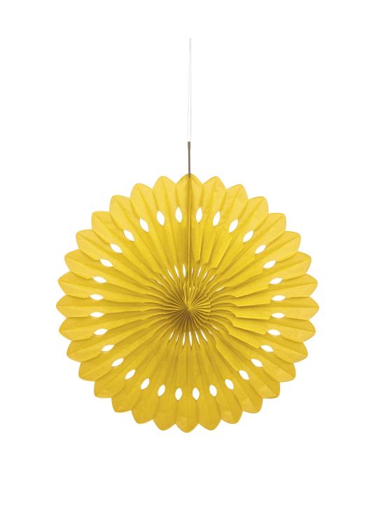 Abanico de papel decorativo color amarillo - Línea Colores Básicos