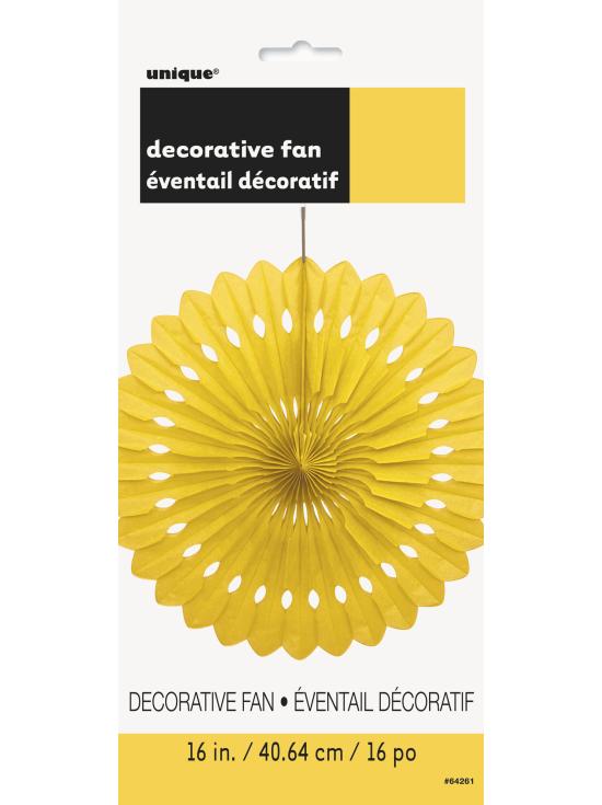 Abanico de papel decorativo color amarillo - Línea Colores Básicos