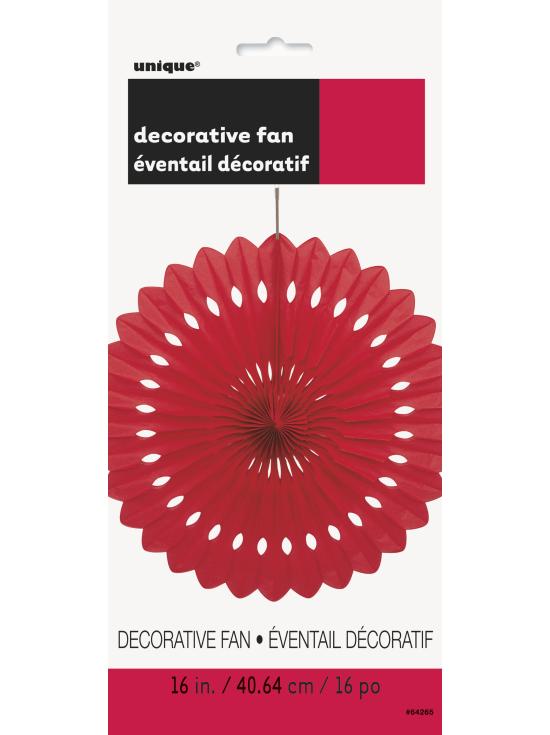 Abanico de papel decorativo color rojo - Línea Colores Básicos