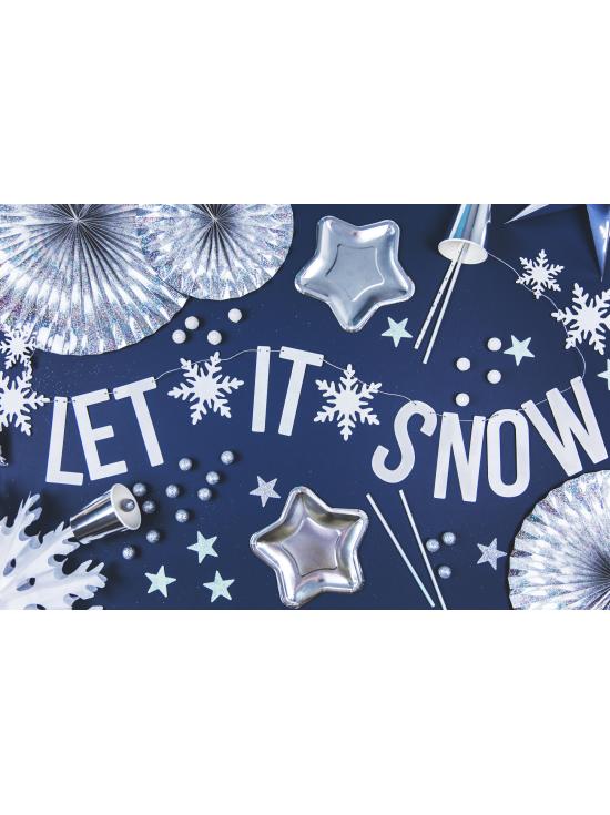 Abanico de papel decorativo con forma de copo de nieve blanco de 25 cm
