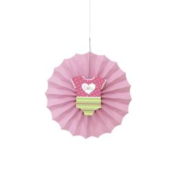Abanico de papel decorativo rosa - Baby Shower
