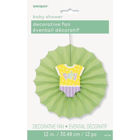 Abanico de papel decorativo verde - Baby Shower
