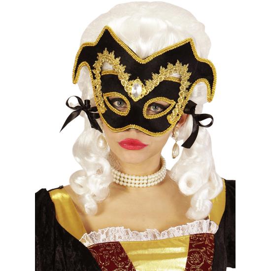 Antifaz Corte Veneciano con gema y ribete para adulto