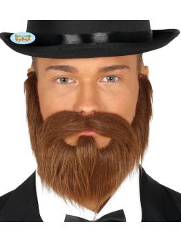 Barba y bigote castaña lisa para hombre