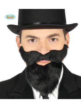 Barba y bigote negra adhesiva para hombre