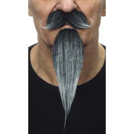 Bigote con perilla mosquetero canosa para hombre