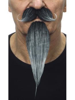 Bigote con perilla mosquetero canosa para hombre