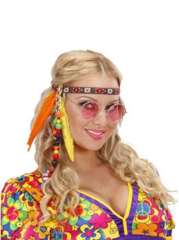 Cinta de hippie con cuentas y plumas