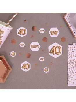 Confeti para mesa "40" - Glitz & Glamour Pink & Rose Gold