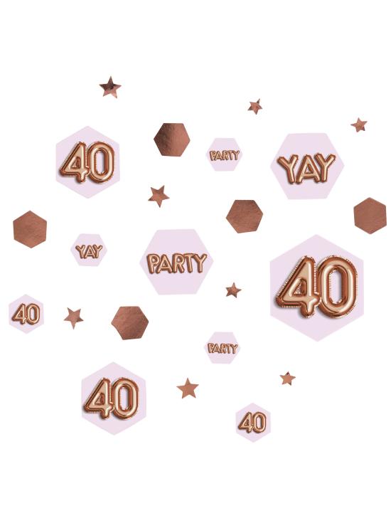 Confeti para mesa "40" - Glitz & Glamour Pink & Rose Gold