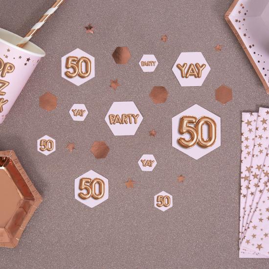 Confeti para mesa "50" - Glitz & Glamour Pink & Rose Gold Confeti para mesa "50" - Glitz & Glamour Pink & Rose Gold