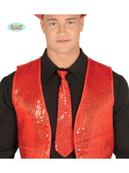 Corbata de lentejuelas roja para adulto
