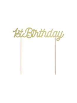 Decoración para tarta "1st Birthday" dorado - Pink 1st Birthday