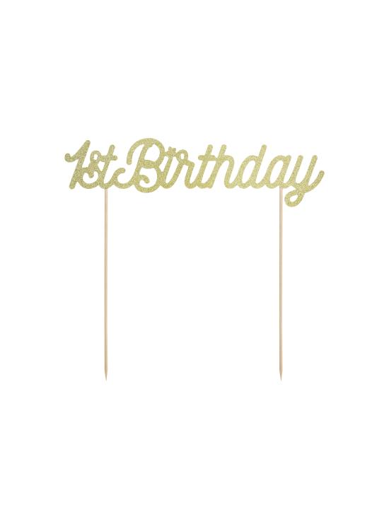 Decoración para tarta "1st Birthday" dorado - Pink 1st Birthday