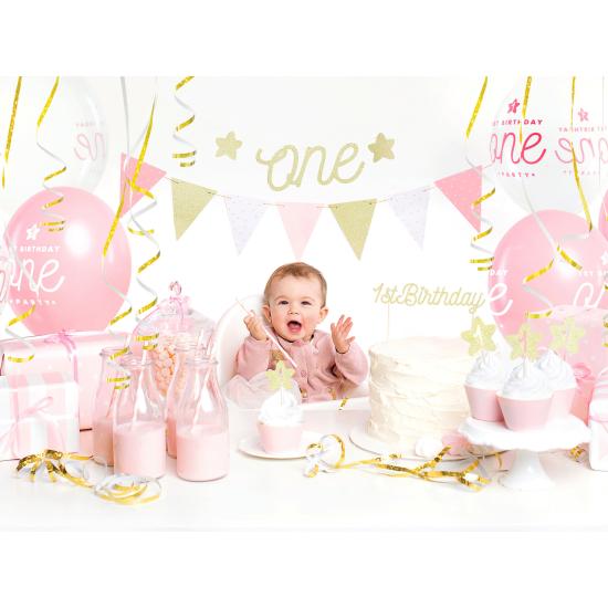 Decoración para tarta "1st Birthday" dorado - Pink 1st Birthday