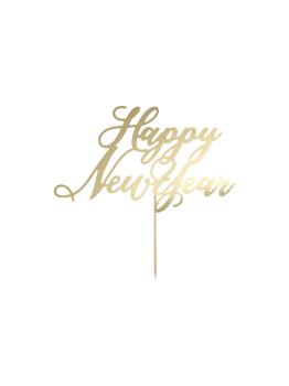 Decoración para tarta "Happy New Year" dorado - New Year