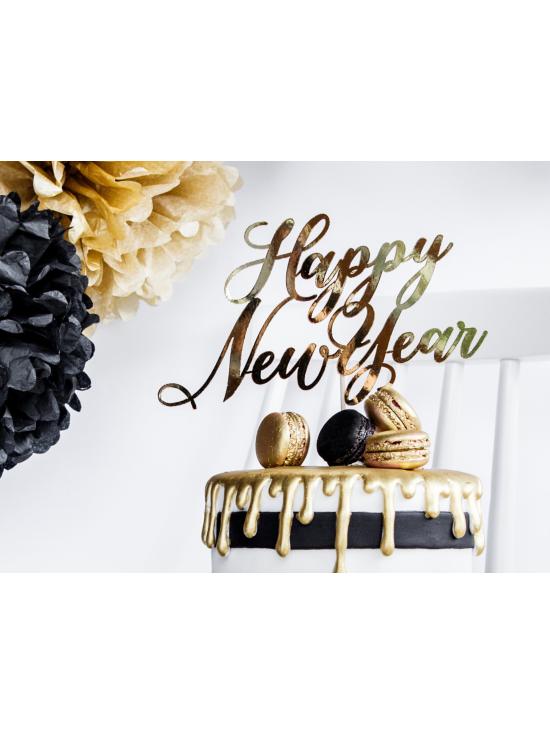 Decoración para tarta "Happy New Year" dorado - New Year