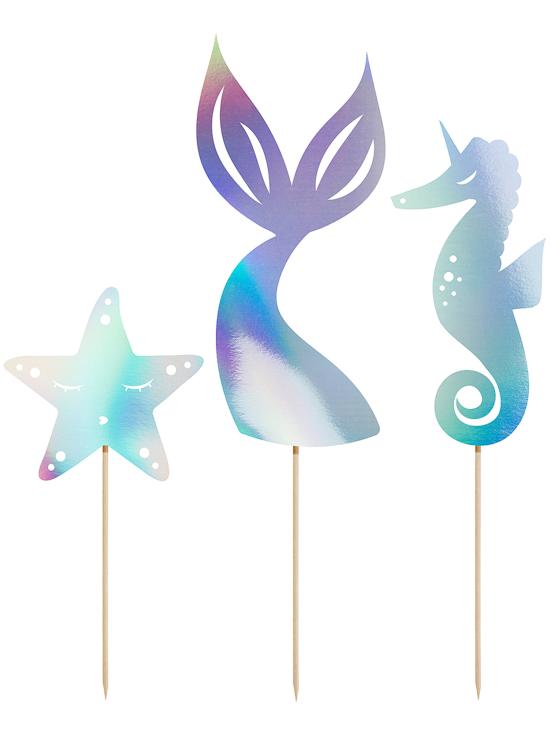 Decoración para tarta cola de sirena iridiscente- Iridescent Mermaid