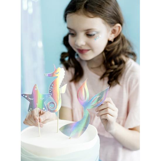 Decoración para tarta cola de sirena iridiscente- Iridescent Mermaid
