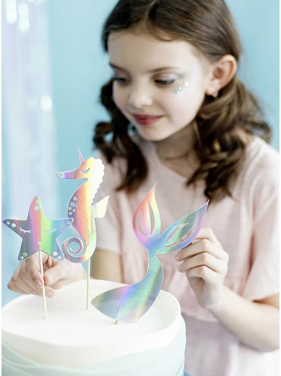 Decoración para tarta cola de sirena iridiscente- Iridescent Mermaid