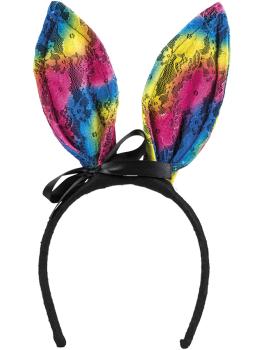 Diadema de conejita tricolor para adulto