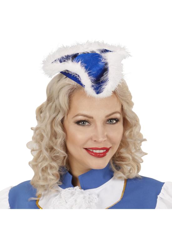 Diadema de tricornio azul con marabú para mujer
