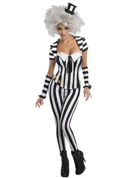 Disfraz de Beetlejuice corsé para mujer