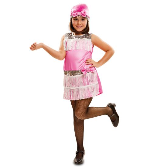 Disfraz de Charlestón rosa para niña Disfraz de Charlestón rosa para niña