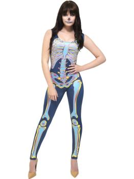 Disfraz de esqueleto multicolor fever para mujer
